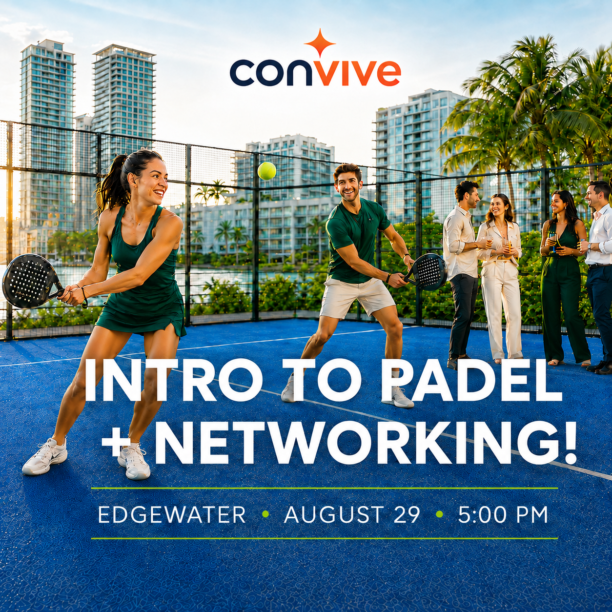 Intro to Padel + Networking in Edgewater, Miami on August 29 at 5:00 PM