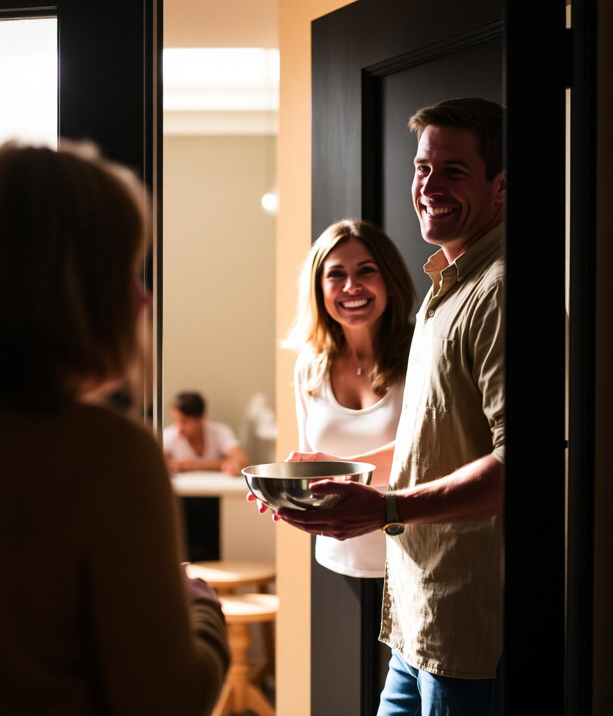 A host welcomes guests